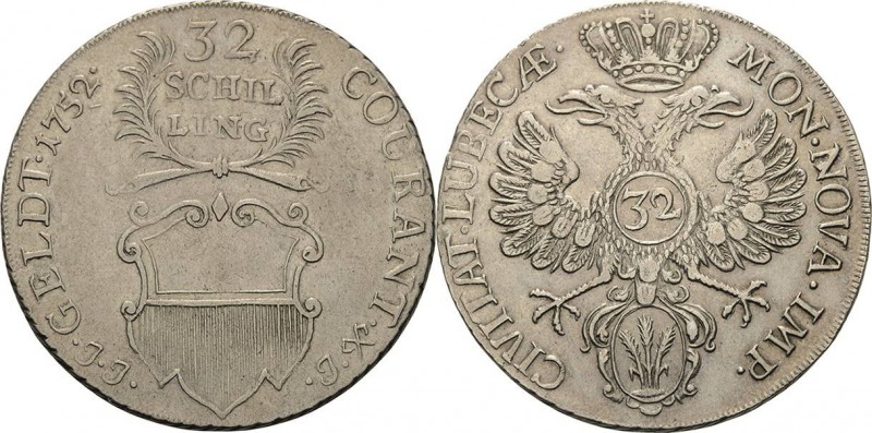 Lübeck-Stadt
 32 Schilling 1752, JJJ-Johann Justus Jaster Mit dem Abzeichen des...