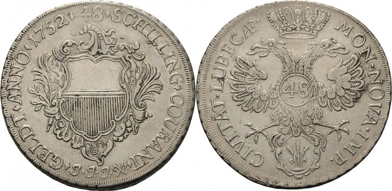 Lübeck-Stadt
 Taler (48 Schilling) 1752, JJJ-Johann Justus Jaster Behrens 291 D...