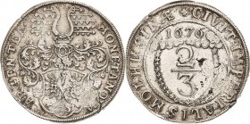 Mühlhausen
 2/3 Taler 1676. Behr 20 Davenport 688 Selten, Schrötlingsfehler, vorzüglich