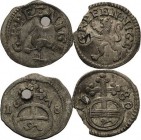Reuss-Ältere Linie - Obergreiz
Heinrich I. 1629-1681 Silberpfennig 1678 und 1680, o. Mzz.-Greiz Schmidt und Knab 153, 173 2 Stück. Gelocht, sehr schö...