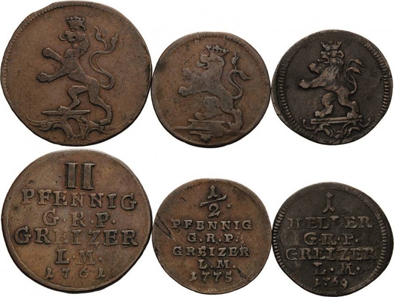 Reuss-Ältere Linie - Obergreiz
Heinrich XI. 1723-1800 2 Pfennige 1761. Heller 1...