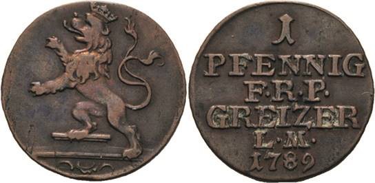 Reuss-Ältere Linie - Obergreiz
Heinrich XI. 1723-1800 Pfennig 1789, Saalfeld Sc...