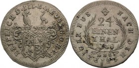 Reuss-Ältere Linie - Untergreiz
Heinrich III. 1733-1768 1/24 Taler 1738, GHE-Saalfeld Schmidt und Knab 356 Sehr selten. Sehr schön-vorzüglich