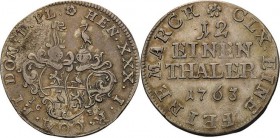 Reuss-Jüngere Linie - Gera
Heinrich XXX. 1748-1802 1/12 Taler 1763, ICE-Saalfeld Schmidt und Knab 486 Jaeger 62 b Sehr schön+
