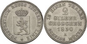 Reuss-Jüngere Linie - Schleiz
Heinrich LXII. 1818-1854 2 Silbergroschen 1850, A-Berlin AKS 27 Jaeger 132 Schmidt und Knab 551 Sehr schön-vorzüglich...
