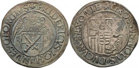 Sachsen-Kurlinie ab 1486 bis 1547 (Ernestiner)
Friedrich III., Johann und Georg 1507-1525 Engelsgroschen (Schreckenberger) o.J. beiderseits Kreuz-Ann...