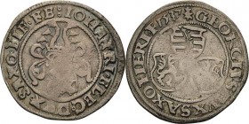 Sachsen-Kurlinie ab 1486 bis 1547 (Ernestiner)
Johann Friedrich und Georg 1534-1539 Groschen 1537, Morgenstern-Annaberg Keilitz 136 Keilitz/Kohl 83 S...