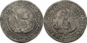 Sachsen-Kurlinie ab 1486 bis 1547 (Ernestiner)
Johann Friedrich und Moritz 1541-1547 Guldengroschen 1545, T-Buchholz Umschrift fälschlich mit SAC sta...