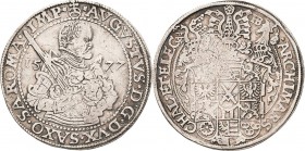 Sachsen-Kurlinie ab 1547 (Albertiner)
August 1553-1586 Taler 1577, HB-Dresden Keilitz/Kahnt 68 Schnee 725 Davenport 9798 Avers min. Graffiti, sehr sc...