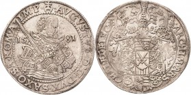 Sachsen-Kurlinie ab 1547 (Albertiner)
August 1553-1586 Taler 1581, HB-Dresden Keilitz/Kahnt 68 Schnee 725 Davenport 9798 Rand min. bearbeitet, sehr s...