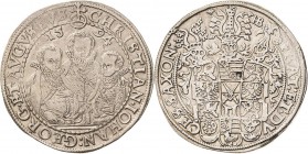 Sachsen-Kurlinie ab 1547 (Albertiner)
Christian II., Johann Georg I. und August 1591-1611 Taler 1594, HB-Dresden Keilitz/Kahnt 186 Schnee 754 Davenpo...