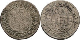 Sachsen-Kurlinie ab 1547 (Albertiner)
Christian II., Johann Georg I. und August 1591-1611 1/2 Taler 1595, HB-Dresden Keilitz/Kahnt 198 Kohl 94 Sehr s...