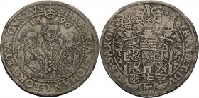 Sachsen-Kurlinie ab 1547 (Albertiner)
Christian II., Johann Georg I. und August 1591-1611 Taler 1596, HB-Dresden Keilitz/Kahnt 198 Kohl 94 Sehr schön...