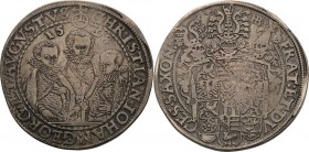 Sachsen-Kurlinie ab 1547 (Albertiner)
Christian II., Johann Georg I. und August 1591-1611 Taler 1598, HB-Dresden Keilitz/Kahnt 186 Schnee 754 Davenpo...