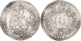 Sachsen-Kurlinie ab 1547 (Albertiner)
Christian II., Johann Georg I. und August 1591-1611 Taler 1603, HB-Dresden Jahreszahl aus 1602 geschnitten Keil...