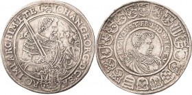Sachsen-Kurlinie ab 1547 (Albertiner)
Johann Georg I. und August 1611-1615 Taler 1615, Schwan-Dresden C/K 13 Schnee 786 Davenport 7573 Kl. Henkelspur...