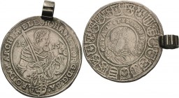 Sachsen-Kurlinie ab 1547 (Albertiner)
Johann Georg I. und August 1611-1615 Taler 1615, Schwan-Dresden Am alten Henkel C/K 13 Schnee 786 Davenport 757...