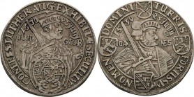 Sachsen-Kurlinie ab 1547 (Albertiner)
Johann Georg I. (1611-) 1615-1656 1/4 Taler 1630, gekreuzte Zainhaken-Dresden 100 Jahre Augsburger Konfession. ...