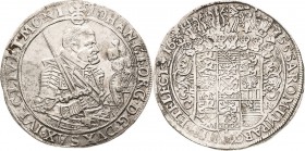 Sachsen-Kurlinie ab 1547 (Albertiner)
Johann Georg I. (1611-) 1615-1656 Taler 1655, CR-Dresden C/K 170 Schnee 892 Davenport 7612 Min. Belagreste, kl....