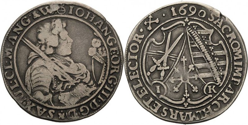 Sachsen-Kurlinie ab 1547 (Albertiner)
Johann Georg III. 1680-1691 1/4 Taler 169...