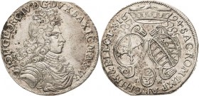 Sachsen-Kurlinie ab 1547 (Albertiner)
Johann Georg IV. 1691-1694 2/3 Taler 1694, IK-Dresden C/K 663 Kohl 319 Davenport 813 Zainende, sehr schön-vorzü...