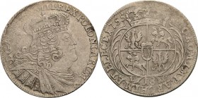 Sachsen-Kurlinie ab 1547 (Albertiner)
Friedrich August II. 1733-1763 18 Gröscher (Tympf) 1755, EC-Leipzig Kahnt 688 d Kopicki 2113 Olding 479 Gumowsk...