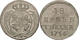 Sachsen-Kurlinie ab 1547 (Albertiner)
Friedrich August II. 1733-1763 1/48 Taler 1756, ôF-Grünthal Kahnt 605 Kohl 505 Kopicki 11223 Min. Zainende, prä...