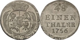 Sachsen-Kurlinie ab 1547 (Albertiner)
Friedrich August II. 1733-1763 1/48 Taler 1756, ôF-Grünthal Überprägung Kahnt 605 Kohl 505 Kopicki 11223 Prägef...
