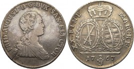 Sachsen-Kurlinie ab 1547 (Albertiner)
Friedrich August III. 1763-1806 2/3 Taler 1767, EDC-Dresden Kahnt 1102 Buck 124 c Sehr schön
