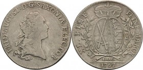 Sachsen-Kurlinie ab 1547 (Albertiner)
Friedrich August III. 1763-1806 1/3 Taler 1767, EDC-Dresden Kahnt 1112 Buck 105 c Slg. Merseburger 2001 (R) Seh...