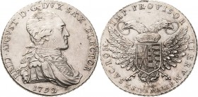 Sachsen-Kurlinie ab 1547 (Albertiner)
Friedrich August III. 1763-1806 Taler 1792, IEC-Dresden Vikariat Kahnt 1159 Buck 185 Schnee 1091 Davenport 2700...