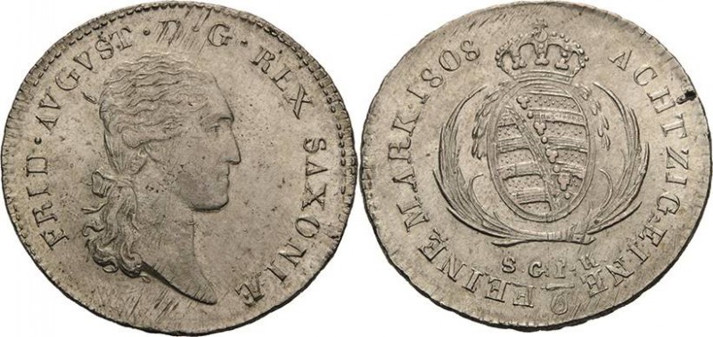 Sachsen-Kurlinie ab 1547 (Albertiner)
Friedrich August I. 1806-1827 1/6 Taler 1...