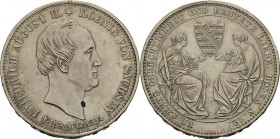 Sachsen-Kurlinie ab 1547 (Albertiner)
Friedrich August II. 1836-1854 Taler 1854, F-Dresden Ausbeute. Auf seinen Tod AKS 118 Jaeger 95 Kahnt 453 Daven...