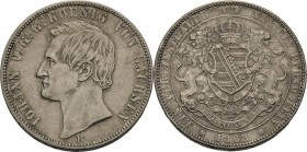 Sachsen-Kurlinie ab 1547 (Albertiner)
Johann 1854-1873 Taler 1868, B-Dresden AKS 137 Jaeger 126 Kahnt 470 Davenport 895 Fast vorzüglich/vorzüglich