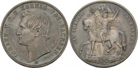 Sachsen-Kurlinie ab 1547 (Albertiner)
Johann 1854-1873 Taler 1871, B-Dresden Sieg AKS 159 Jaeger 132 Kahnt 473 Davenport 898 Vorzüglich/vorzüglich-St...