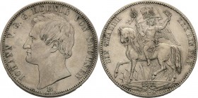 Sachsen-Kurlinie ab 1547 (Albertiner)
Johann 1854-1873 Taler 1871, B-Dresden Sieg AKS 159 Jaeger 132 Kahnt 473 Davenport 898 Vorzüglich