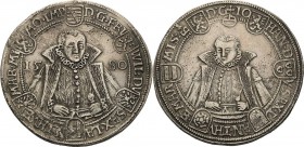 Sachsen-Weimar (Alt-Weimar) 1572-1603
Friedrich Wilhelm und Johann 1573-1603 Taler 1580, B mit Eichel-Saalfeld Koppe 28 a Schnee 234 Davenport 9768 M...