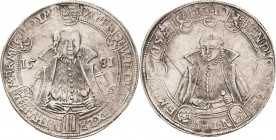 Sachsen-Weimar (Alt-Weimar) 1572-1603
Friedrich Wilhelm und Johann 1573-1603 Taler 1581, B mit Eichel-Saalfeld Koppe 29 Schnee 234 Davenport 9768 Kra...