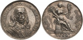 Sachsen-Gotha (Gotha-Altenburg)
Ernst der Fromme 1640-1675 Silbermedaille 1673 (CS) Geharnischtes Brustbild halbrechts / Weibliche Figur auf Sockel s...