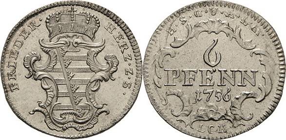 Sachsen-Gotha (Gotha-Altenburg)
Friedrich III. 1732-1772 6 Pfennig 1756, LCK-Go...
