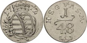 Sachsen-Gotha (Gotha-Altenburg)
Friedrich III. 1732-1772 1/48 Taler 1772, Kranich-Gotha Steguweit 269 Slg. Merseburger 3261 Prachtvolles Exemplar. St...