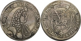 Sachsen-Römhild
Heinrich 1680-1710 2/3 Taler 1691, o. Mzz.-Römhild Slg. Merseburger 3504 Davenport 880 Kade 3 Kl. Schrötlingsfehler, sehr schön
