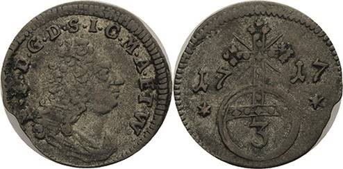 Sachsen-Hildburghausen
Ernst Friedrich I. 1715-1724 3 Pfennig 1717, Hildburghau...