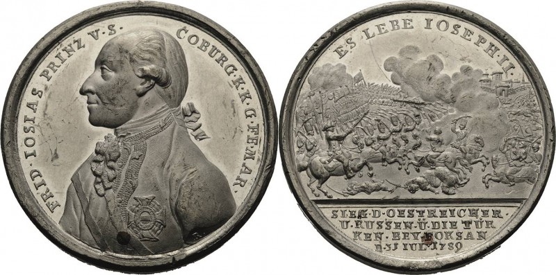 Sachsen-Coburg-Saalfeld
Ernst Friedrich 1764-1800 Zinnmedaille mit Kupferstift ...