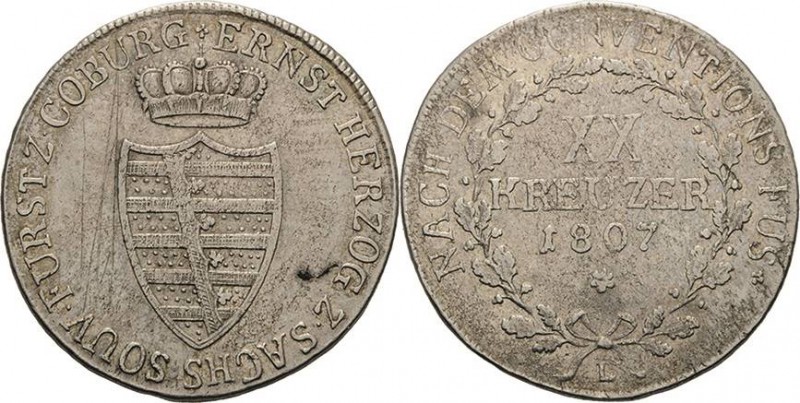 Sachsen-Coburg-Saalfeld
Ernst 1806-1826 20 Kreuzer 1807, L-Saalfeld Umschrift m...
