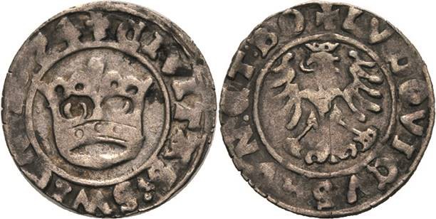 Schlesien-Städte
Schweidnitz 1/2 Groschen 1524. Mit Titel Ludwig II. von Böhmen...