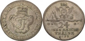 Schwarzburg-Rudolstadt
Johann Friedrich 1744-1767 1/24 Taler 1753, GHE-Saalfeld Fischer 533 Bethe 1230 Sehr schön-vorzüglich