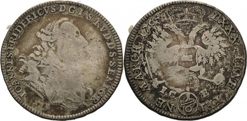 Schwarzburg-Rudolstadt
Johann Friedrich 1744-1767 1/6 Taler 1764, ICE-Saalfeld ...