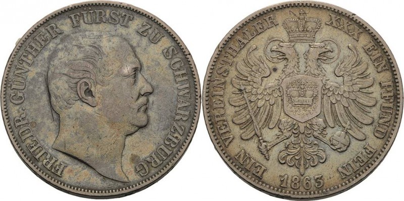 Schwarzburg-Rudolstadt
Friedrich Günther 1807-1867 Taler 1863, München AKS 12 J...