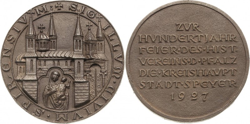 Speyer-Stadt
 Einseitige Eisengußmedaille 1927 (unsigniert) 100 Jahre Historisc...